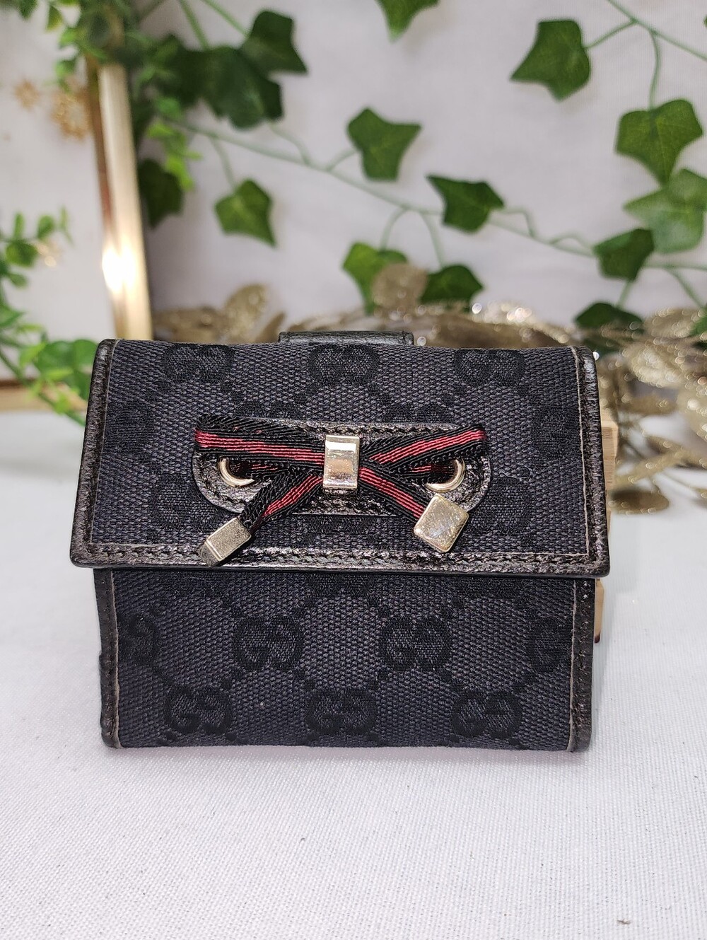 Authentic Gucci Princy GG Canvas Compact French Wallet